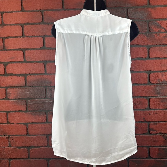 Kenar Women's Medium Sleeveless Button-Down Top – Semi-Sheer White - Picture 2 of 6